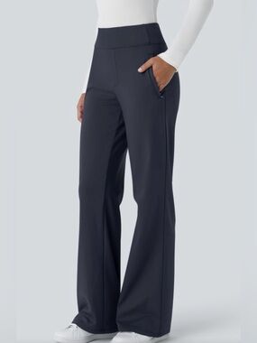 Halara Flex Blue Daystretch MidRise Side Zipper Pocket Work Flare Pants small